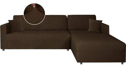 Ystyle Sofabezug L Form Stretch Links/Rechts, 2+2 Sitzer, Kaffee | Elastisch Sofabezug Ecksofa Couchbezug L Form, Universal Sofa Überzug Ecksofa, Couch Cover L Shape Sofaschoner Schonbezug