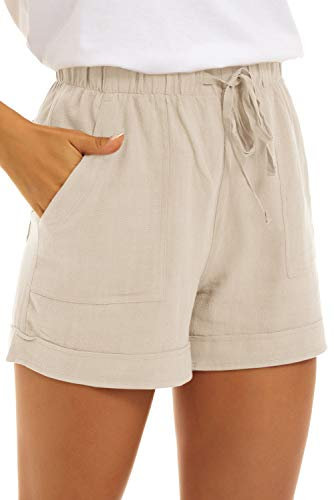 FANGJIN Damshorts, sommar, korta byxor, bermudashorts, fritidsshorts, A002 beige, S