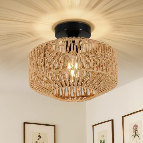 TONGNIDA Deckenleuchte, handgewebte Hanfseil-Deckenlampe, geeignet für Wohnzimmer, Schlafzimmer, Esszimmer und Arbeitszimmer (braun)