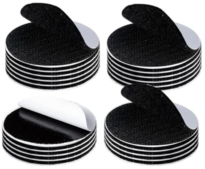 Rusoz Cinta de Doble Cara Extrafuerte, 20 Piezas Belcro Adhesivo Fuerte Negro Cuelga Facil Cuadros Sin Clavos Redondo 3.8cm para Oficina, Doméstica, Bricolaje