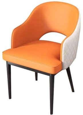 Widppsopt Esszimmerstuhl, Kunstleder-Esszimmerstühle, Küche, Wohnzimmer, Lounge-Thekenstühle mit Armlehnen und Rückenlehne für Private, gewerbliche und Restaurants (Orange + Weiß, Schwarze Beine)