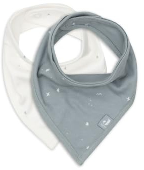 Jollein Bavaglino per bebè, bandana, Twinkling, verde mare, confezione da 2 pezzi, 100% cotone, con chiusura in velcro, bavaglini