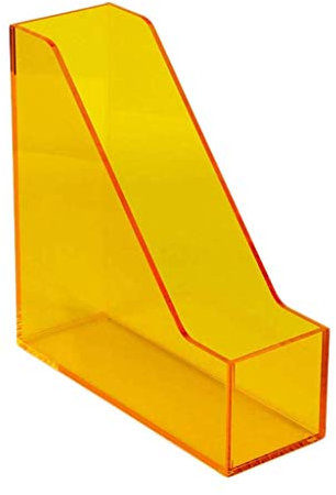 Vertikale Fächer für Zeitschriftenordner, Bürobedarf A4-Aktenhalter Einfaches Bücherregal Desktop Transparente Aktenbox Acryl-Aktenrahmen Zeitschriftenständer Schule Büro Home Aktenorganizer(Yellow)