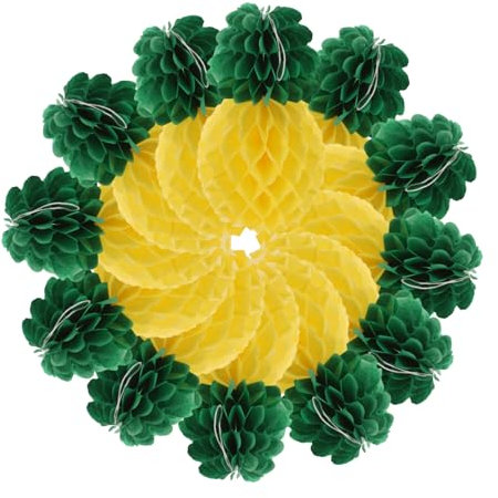 SHOWERORO 9-teiliger Ananas-wabenball Aus Papier Hawaii Party Dekoration Wabenobst Anhänger Für Heimdekoration