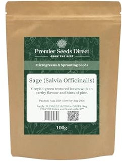 PREMIER SEEDS DIRECT - MICROGREEN Seeds - SAGE (SALVIA OFFICINALIS) (10 Grams)