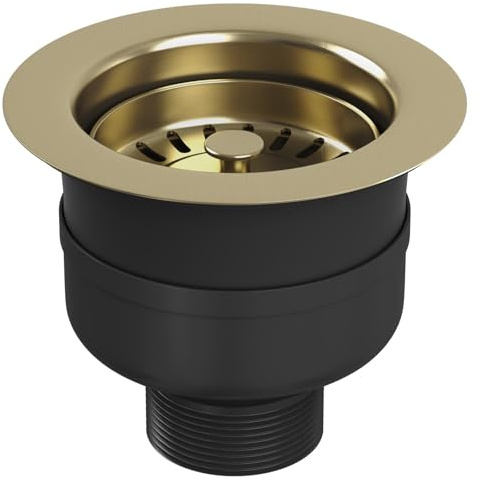 Liquida TF738BR TOP-FIX 90mm Brushed Brass Basket Strainer Kitchen Sink Waste