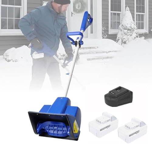 YHUEGH Pala da Neve Senza Fili, spazzaneve Elettrico Portatile da 24 V con 2 batterie, Pala da Neve Portatile con Impugnatura Regolabile, Larghezza 11, per Patio, Parco Giochi, Fattoria