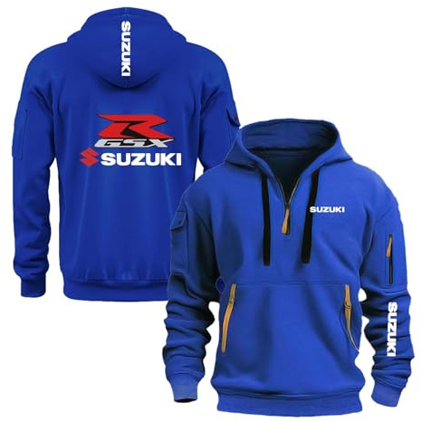 UZVKAVJP Felpe con Cappuccio da Allenamento da Uomo per su.ZU.K.I Giacche Primaverili Autunnali Maglie A Maniche Lunghe Felpa con Cappuccio Mezza Cerniera Streetwear-Blue||XL