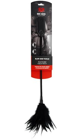 Sei Mio Feather Tickler and Crop for Spanking, Role Play, and Bedroom Adventures - Dual Ended 2 in 1 Feather Tickler and BDSM Crop