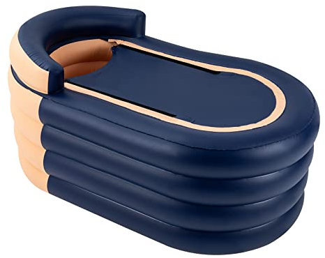 140 x 84 x 74 cm uppblåsbart badkar med dragkedjeskydd, bärbart isbadkar spa-badkar med elektrisk luftpump, hopfällbart badkar fristående vuxenbadkar