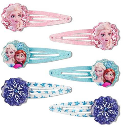 Heartsking Haarspangen Mädchen, 6 Stück Haarspangen Kinder, Haarschmuck Mädchen, Haarclips im Cartoon Motiv, Niedliche Haarspange Glitzer für Kinder
