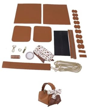 Leder Tasche machen Kit Zubehör Einfaches DIY-Handnähtaschen-Set Herstellungsset Handgefertigte Lederhandtasche Nähen Boston-Tasche mit Schultergurt for Frauen Für die Herstellung von Taschen, Handtas
