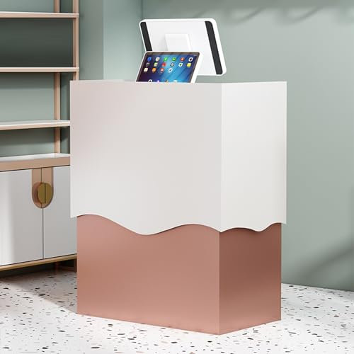 DIHRVTHC Moderner Empfangstresen, empfangstheke klein Rezeption Rezeptionstheke Empfangstisch Einfach Supermarkt Convenience Store Beauty Salon Friseur Kassentheke Büromöbel(Rose Gold,80cm)
