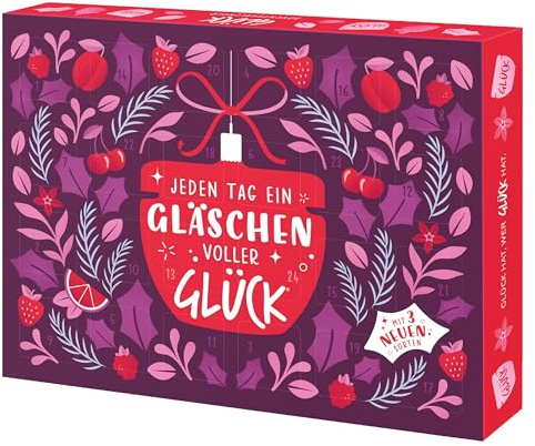 Glück Marmeladen Adventskalender – 24 Mini-Marmeladen & Winterlichen Aufstrichen – Feinkost Geschenkkalender für Frühstück & Geschenkidee – Handgemachter Adventskalender Deutschland