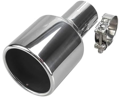 Endrohrblenden 1 Stück 114 Mm Auslass Universal Modifikation Autozubehör Silberner Gewellter Flansch Schalldämpfer Auspuff Edelstahl Spitze Endrohr Auto Auspuffblende(Angle cut-Inlet 51mm)