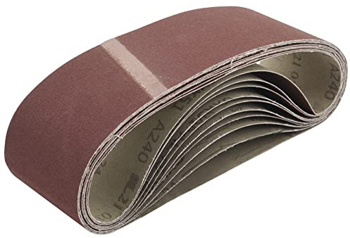 Pqahffowr Cinturones de Lijado de 3 X 21 Pulgadas Banda de Lijado de óXido de Aluminio de 240 Granos Papel de Lija Premium para Lijadora de Banda PortáTil - Paquete de 10