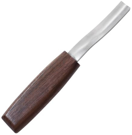 Cuchillo de tallado de madera CR-V de acero biselado de 15 mm, cincel de mano con borde biselado curvado con cómodo mango de madera