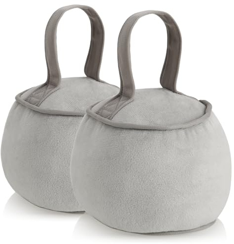 com-four® 2x Türstopper mit Griff - extra schwer - 1,8 kg Türhalter mit verstärkten Nähten - funktionelles Wohnaccessoire - runder, weicher Bremsklotz für Fenster und Türen (Rund - grau 2x)