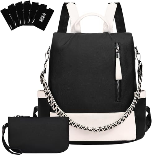 Eshow Zaino Donna Antifurto, Zainetto Impermeabile in Pelle Vegana con Protezione RFID, Borsa Elegante e Pochette per Viaggio Scuola Lavoro e Università