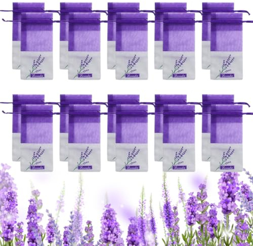DULZEN 20 Pezzi Sacchetti per Lavanda Vuoti Bustine di Organza Sacchetto con Cordoncino Sacchetti di stoffa da riempire,Borsa a rete lavanda con coulisse per lavanda spezie ed erbe aromatiche