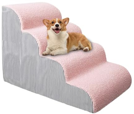 Hundetreppe – Haustier-Hochbettrampe für den Innenbereich, Katzentreppe, waschbarer Bezug, rutschfeste Welpen-Couch-Leiter für SUV, LKW, Zuhause, Schlafzimmer, Stühle, Wohnzimmer, Innen- und