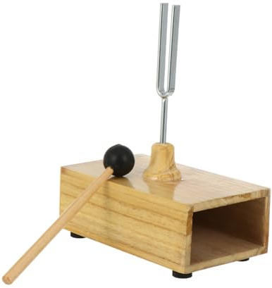 512hz Resonanz Stimmgabel, 1 Satz mit Gummischlägel | Beige Ausführung, Stahlstimmgabel mit Resonanzbox, Lehrmittel für Schüler und Lehrkräfte