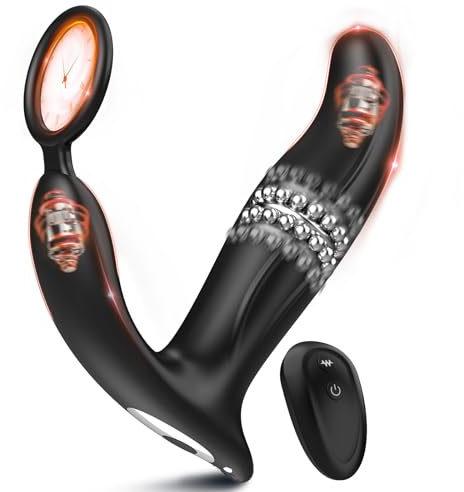 Prostata Vibrator für Männer, Analvibrator mit Penisring und Fernbedienung, 10 Vibrationsmodi & Schwingmodi, Wiederaufladbares Analplug Sex Spielzeug für die Männer, Anal Dildo für Solo & Paare