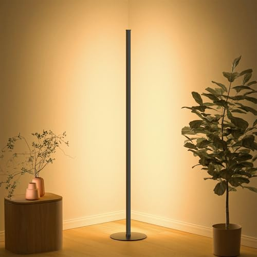 Meewata Stehlampe Wohnzimmer, Stehlampe Dimmbar mit Fernbedienung, Stufenlose Helligkeit & Farbtemperaturen 3000K-6500K, 140cm Moderne Standleuchte für TV Büro Wohnzimmer Schlafzimmer Spielzimmer
