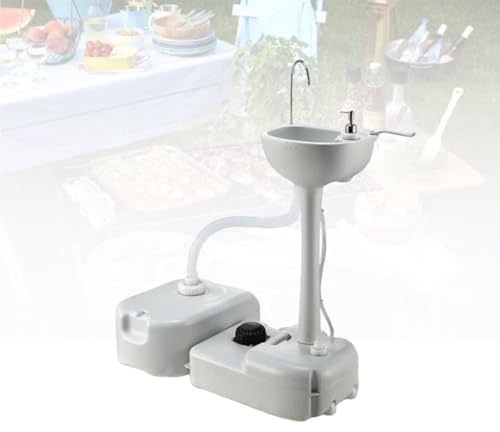 KAIKAFEI Lavandino Portatile con Pompa a Pedale, Lavello Portatile Autonomo con Supporto, Stazione Lavamani Mobile per Campeggio, Giardino E Camper(17L+24L)