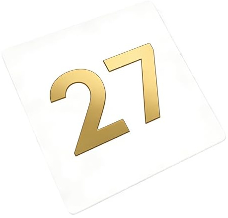 1 PCS Modern Contemporary 3D Exterior House Numbers Sign Matte Black/Black AndWhiteOutdoor Plate Door Number Plaque(White Gold,25x25cm)