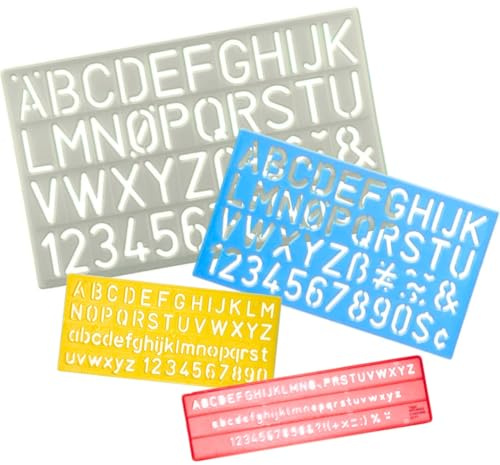 4 stencil lettere alfabeto per bambini, normografo con lettere grandi, stencil in plastica riutilizzabili per scrivere, disegnare e fare lavoretti, colori casuali