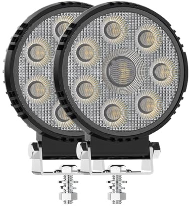 GLL 2Pcs Phare de Travail LED 25W 4 Rond 2400LM 12V 24V IP67 pour camions | Spot Blanc Froid 6500K Projecteur LED rond ultra plat pour SUV tracteur et véhicule tout-terrain