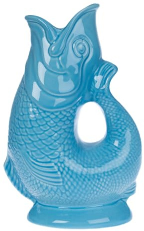 Iconic Turquoise Glug Jug Large 28cm 1.4L | Gurgle Fish Jug and Fish Vase