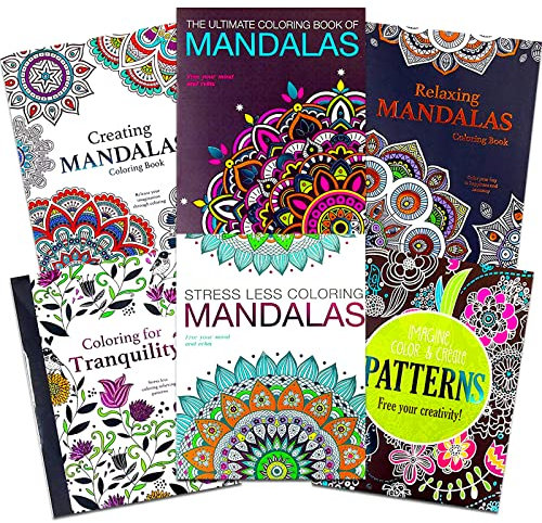 Malbuch-Set für Erwachsene: 6 Bücher – 4 Mandalas-Bücher plus Muster und Ruhe – hochwertige, dicke Seiten zum einfachen Ausreißen.