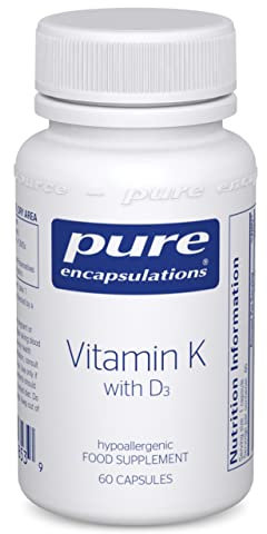 Pure Encapsulations Vitamin K with D3 - Hypoallergenic Formula with Vitamin K1, K2, and D3 - for Bone and Arterial Health - 60 Capsules