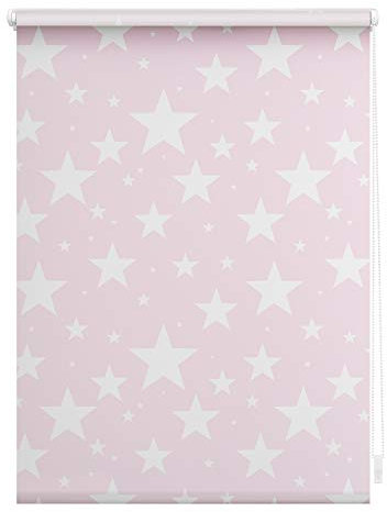 Lichtblick Klemmfix Tageslicht-Rollo mit Motiv, ohne Bohren, Blickdicht, Seitenzugrollo, Made in Germany, Sterne Rosa, 60 cm x 150 cm (B x L)