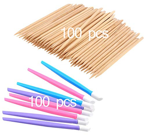 Sipliv 200 pcs. Un juego de palillos de uñas. Una herramienta de manicura removedor de la cutícula del palillo de limpieza.