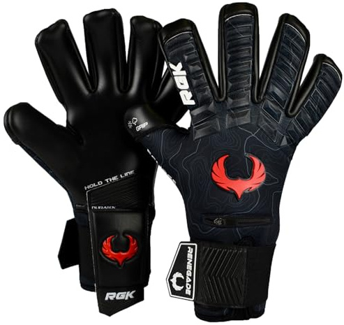 Renegade GK Eclipse Ambush Professionelle Torwarthandschuhe Pro Finger Schutz | 4mm EXT Contact Grip | Best Schwarz, Rot, Weiß Fußball Torwart Handschuhe (Größe 12, Erwachsener, Neg. Cut, Level 5)