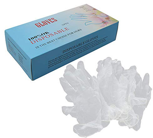 Gobesty Guantes de vinilo desechables medianos, 50 piezas Guantes de PVC desechables sin polvo, Guantes Desechables Mediano Sin Látex para limpieza diaria, cuidado del cabello para salón