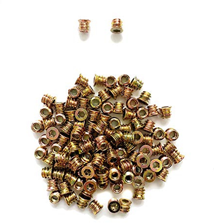 LIKERAINY 200 st zinkpläterade galvaniserade järnmöbler hexdrivmutter full gängad M6 × 10 mm träinsatsmuttrar för träbearbetning klättring håller möbler ben och hjulfästen