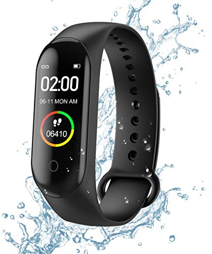 Pulsera de Actividad física M4, Reloj Inteligente con Monitor de Ritmo cardíaco, Impermeable IP67, podómetro, Pulsera Deportiva, Monitores de Actividad,Pulsera de Salud y Fitness