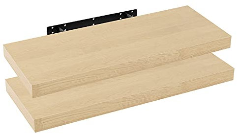 WOLTU 2X Wandregal Wandboard Bücherregal Regale für Deko Wandablagen aus MDF Holz, 2er Set Hängeregal Gelb Eiche, 100x23x3,8cm RG9317kei-2