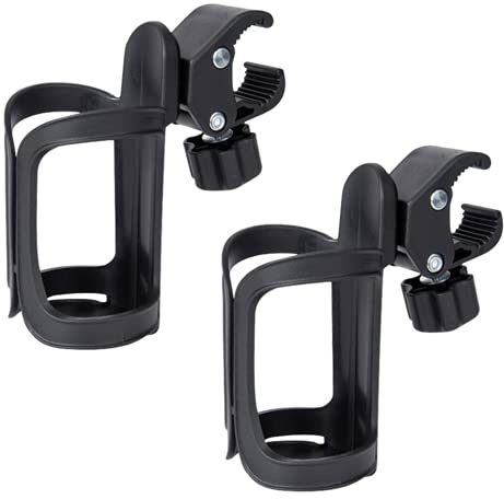 HALOULENI 2 Pack Stroller Cup Holder,Bike Bottle Holder Stroller Cup Holders 360 Degrees Rotation Water Bottle Cage for Bikes,Prams