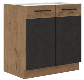 Kuechen-preisbombe Vigo Unterschrank 80 cm Eiche Lancelot Matera Grau Küchenzeile Küchenblock Küche