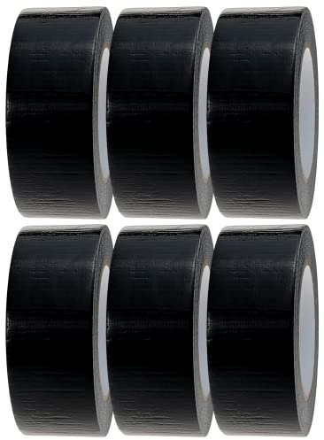 Crimson Starfish Black Duct Tape | 6 Rolls of 48mm x 45m Gaffer Tape | Water Resistant Duct Tape | Adhesive Tape Multi-Use for Indoor/Outdoor | Strong Adhesive Tape
