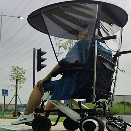 MYENA Elektrischer Rollstuhl-Regenschirm, Sonnenschutz, Regenschutz, UV-beständiger Schutz, Rollstuhl-Überdachungs-Regenschirmständer für die meisten Rollstühle