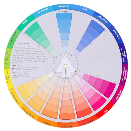 Color Wheel, Creative Color Wheel, Paint Mixing Learning Guide, Art Class Teaching Tool for Makeup Blending Board Chart Mix Colours 9.1 Inch