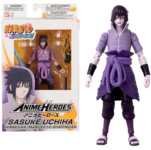 BANDAI Anime Heroes - Figura de acción de Uchiha Sasuke Rinnegan/Mangekyo Sharingan | Figura de Sasuke de 17 cm con manos y accesorios adicionales | Naruto Shippuden Anime Figuras de acción para niños