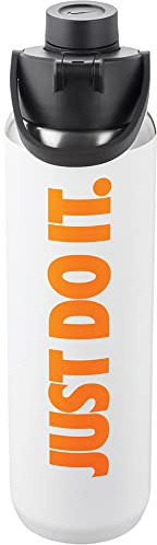 Nike Unisex – Adultos SS Recharge Chug Bottle – Botella de agua, blanco, negro y naranja total, 709 ml