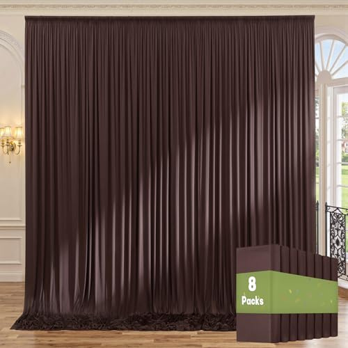 8 panneaux de rideau de fond de photographie en tissu épais infroissable pour fêtes, anniversaires, mariages, fêtes prénatales, etc., 1,5 x 3 m chacun, total 12 x 3 m, marron
